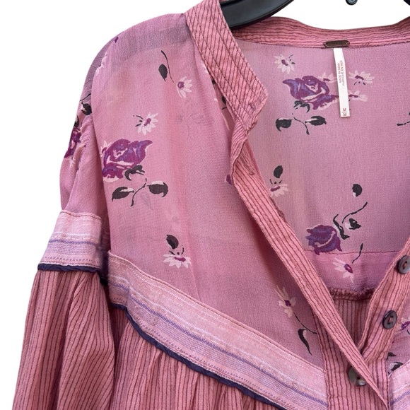 Free People Hearts and Colors Tunic Medium Oversized Cottagecore Lagenlook Fairy - Picture 8 of 16